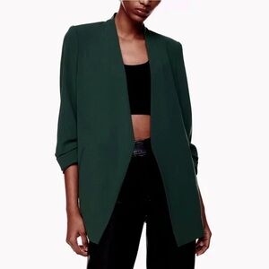 Aritzia Babaton Power Blazer Suit Jacket Dark Green Scarab Size 2 Small